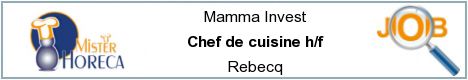 Vacatures - Chef de cuisine h/f - Rebecq
