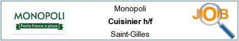 Offres d'emploi - Cuisinier h/f - Saint-Gilles