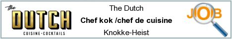 Offres d'emploi - Chef kok /chef de cuisine - Knokke-Heist