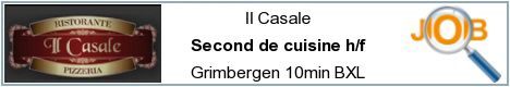 Offres d'emploi - Second de cuisine h/f - Grimbergen 10min BXL