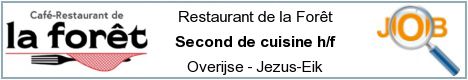 Offres d'emploi - Second de cuisine h/f - Overijse - Jezus-Eik