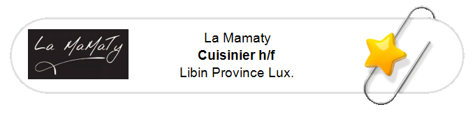 Nos annonces - Cuisinier h/f - Libin Province Lux.